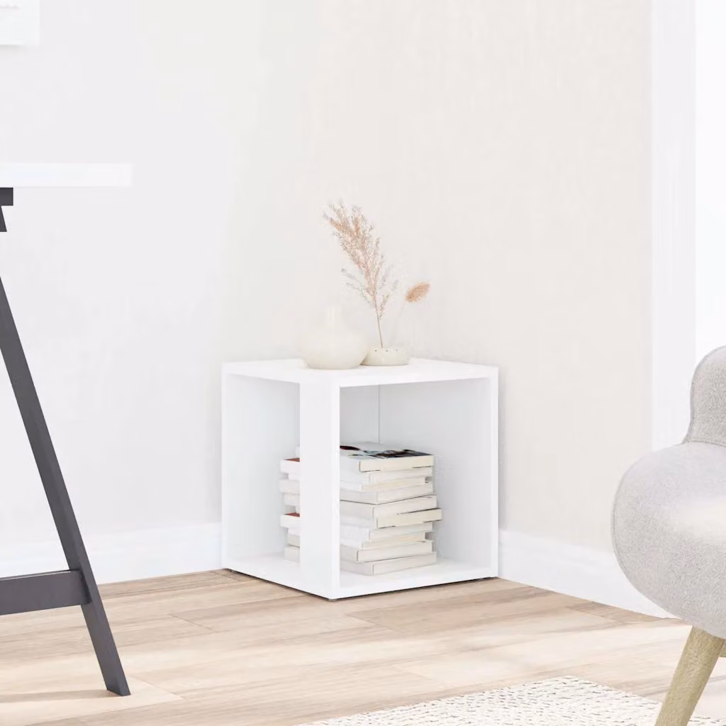 Tavolino da angolo vidaXL in legno composito e MDF, Bianco, L/P/H: 33 x 33 x 34 cm