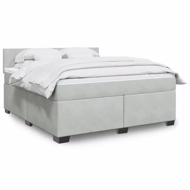 Letto Ibrido vidaXL con Materasso e Rivestimento in Velluto Grigio e Bianco L/P: 180 x 200 cm