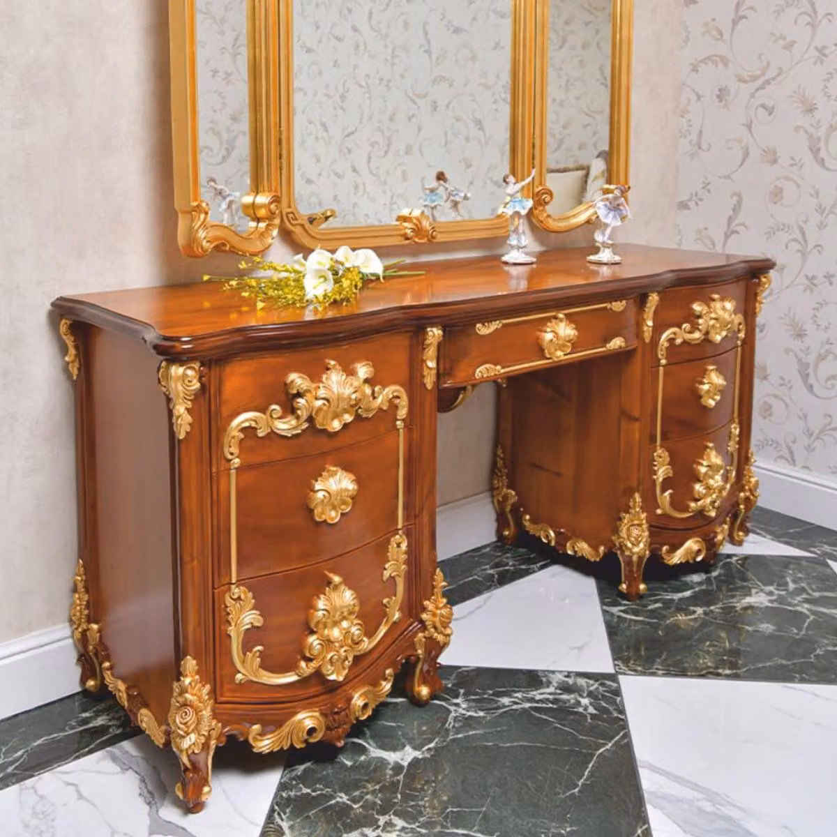 Casa Padrino Luxury Baroque Make-up Chest Marrone / Oro 170 cm - Italy