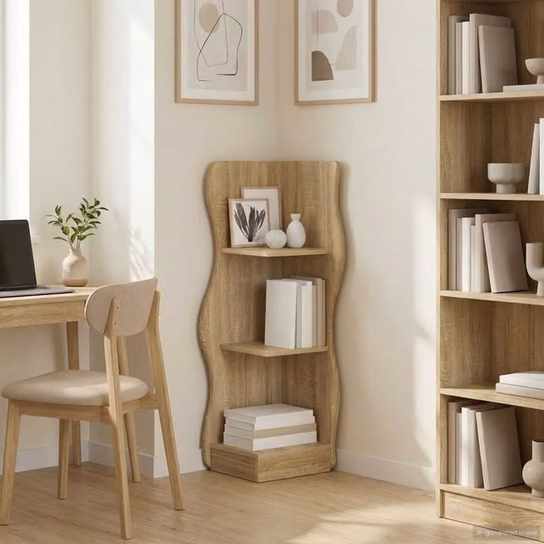 vidaXL Mensola angolare moderna in MDF color marrone, H 102 x L 34 x P 33 cm