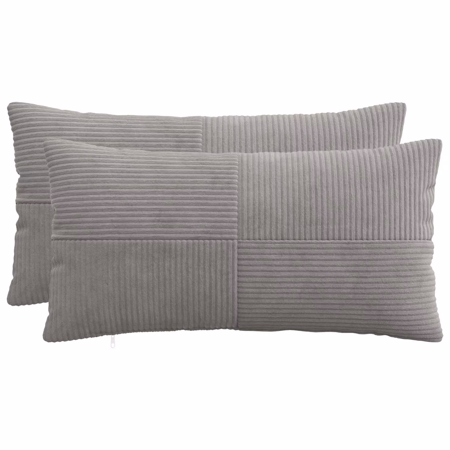 Set di 2 federe vidaXL ALMELO in velluto a coste grigio chiaro, 40 x 70 cm