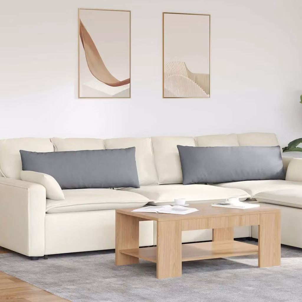 Set di 2 cuscini da divano vidaXL in tessuto grigio con fodera rimovibile, L 120 cm x P 40 cm x H 40 cm