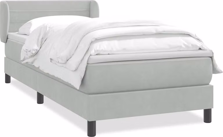 Giroletto a Molle con Materasso Grigio Chiaro 80x210 cm Velluto