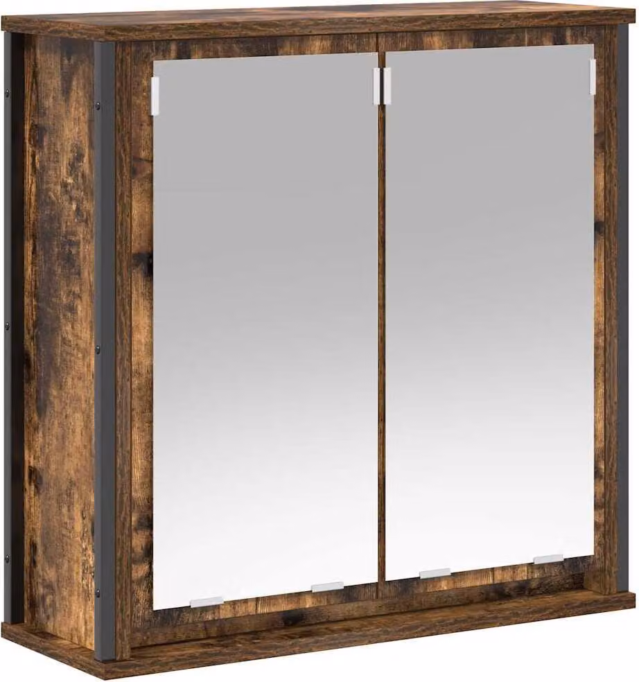 Pensile da Bagno con Specchio Rovere Fumo 60x21x60 cm