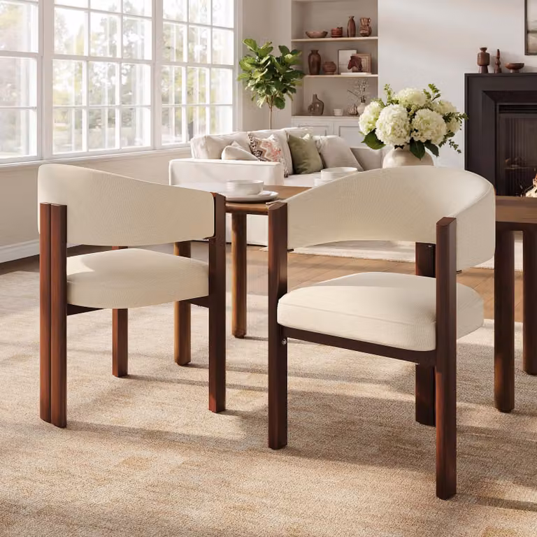 Set di 2 sedie da pranzo Flieks, con imbottitura spessa e gambe in ferro, piedini regolabili in altezza, ideali per la cucina, sedie imbottite, dimensioni 57,5x60,5x78,5 cm, colore beige