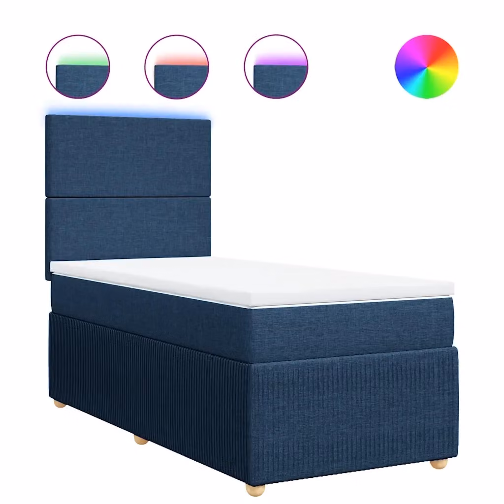 Letto Ibrido con Giroletto a Molle e Materasso vidaXL Blu e Bianco L/P/H: 200 x 90 x 150,5 cm – 2