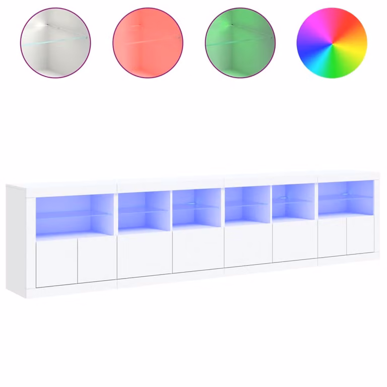 Credenza con Luci LED Bianca 283x37x67 cm