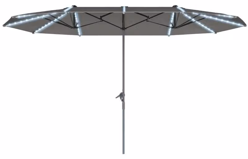 Ombrellone doppio - Ombrellone da giardino - Ombrellone XXL - Ombrellone da esterno - Extra grande - Illuminazione LED solare - Resistente al vento