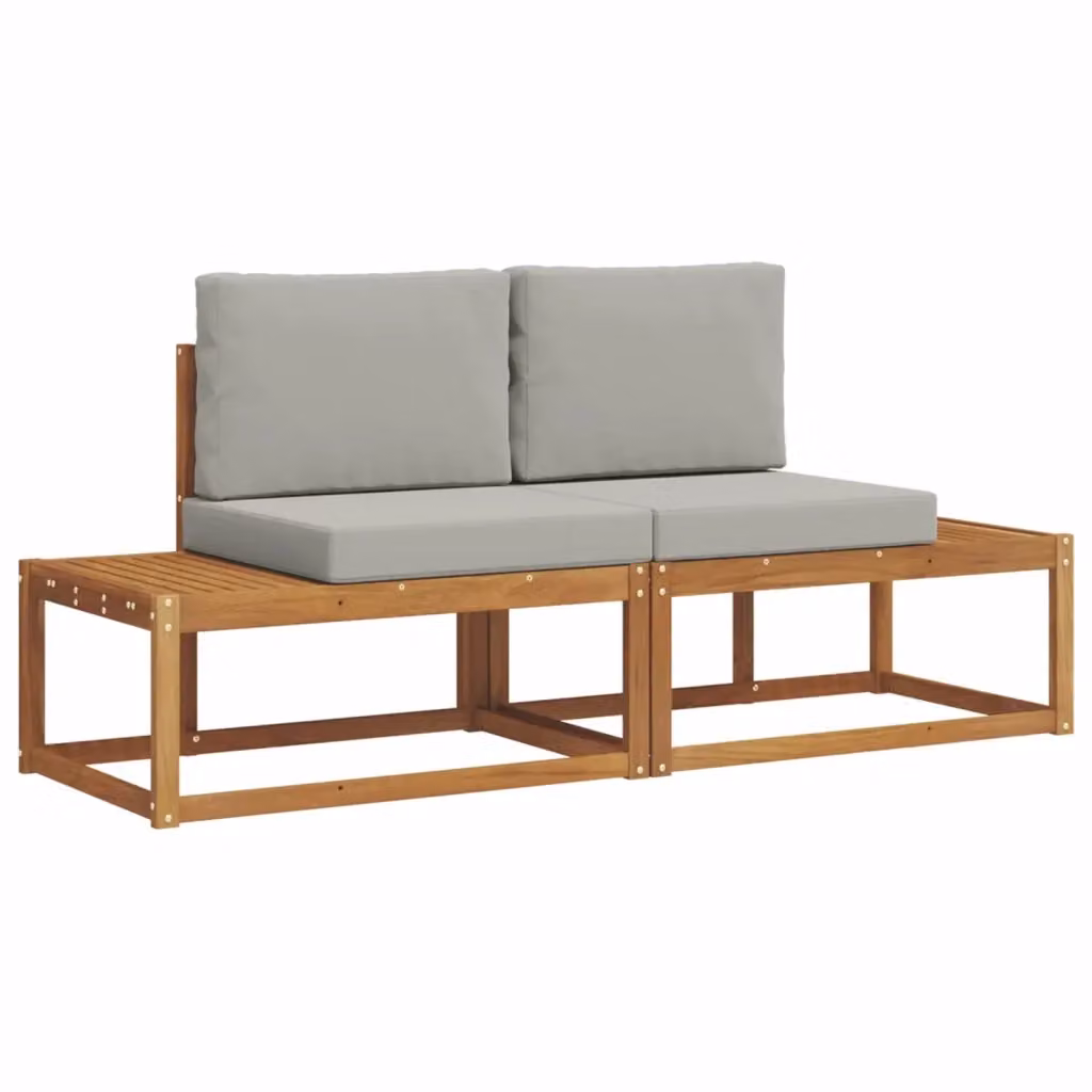 Set di 2 divani da esterno moderni vidaXL in legno di acacia con cuscini inclusi, colore beige e grigio – 2