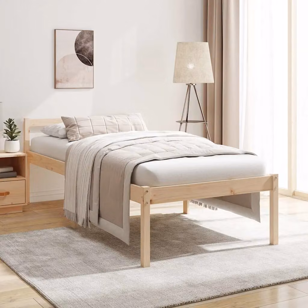 Letto singolo per anziani vidaXL in legno massello di pino marrone L: 75 cm, P: 195,5 cm, H: 80,5 cm