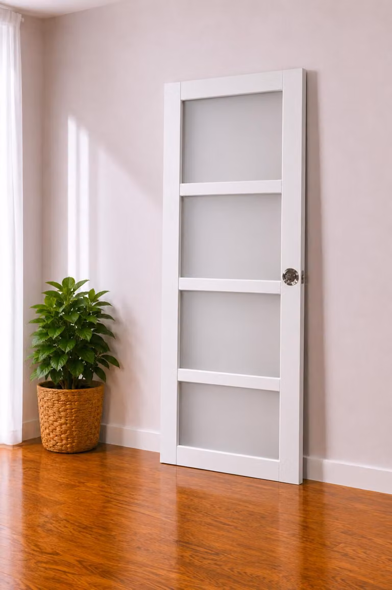 Porta scorrevole Tana bianca con vetro H204 x L73 cm, serratura di blocco Gd Menuserie