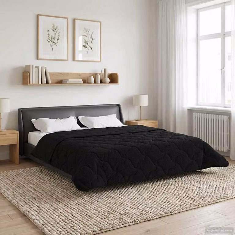vidaXL Piumone Invernale in Microfibra Traspirabile e Reversibile, Nero, L 220 x P 260 cm