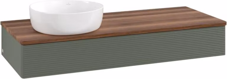V&B Mobiletto con struttura frontale Antao 120x19x50cm, WBP w. wal, lea gre. m Lac