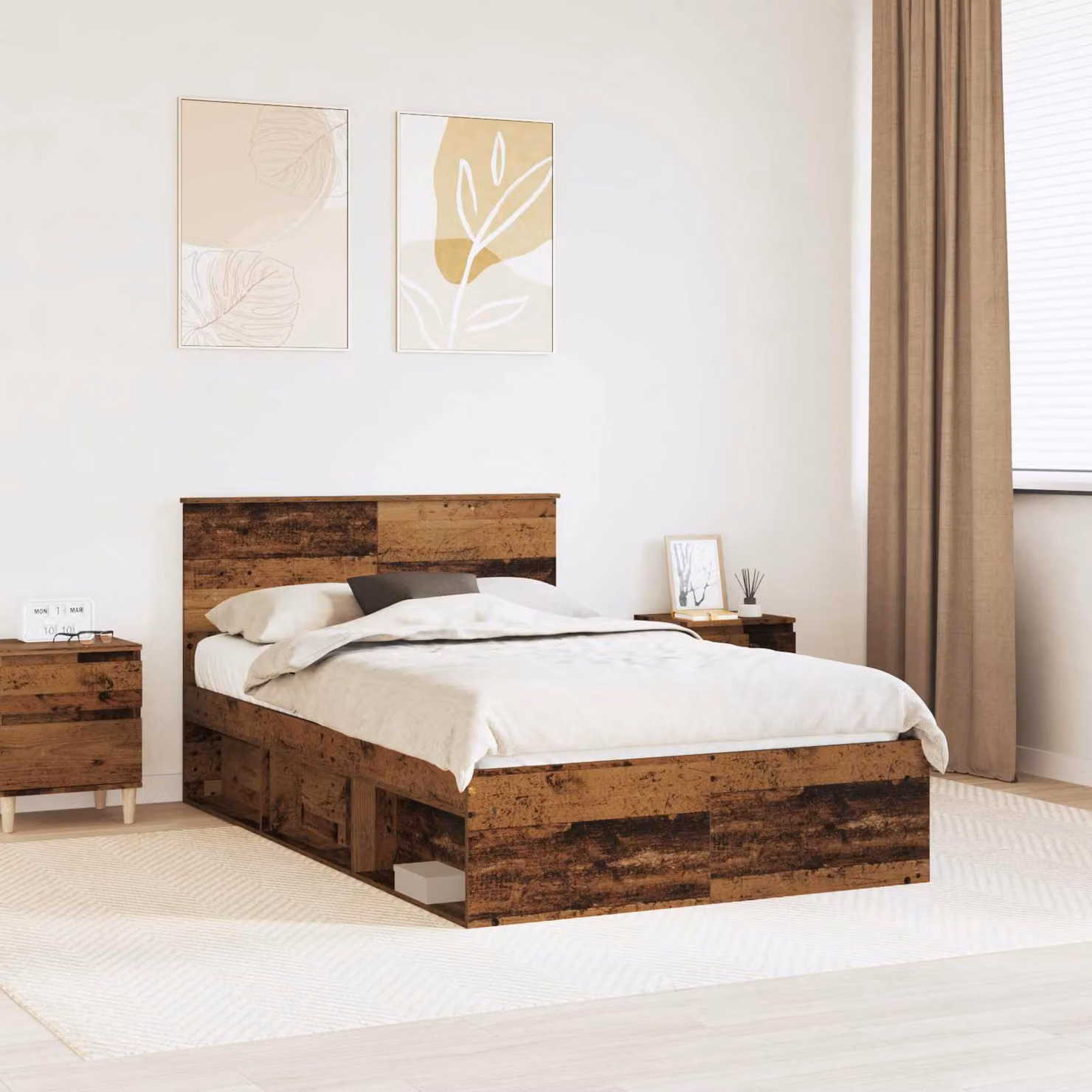Struttura del letto con testiera vidaXL in legno marrone L: 138 cm, P: 200 cm, H: 90 cm – 1
