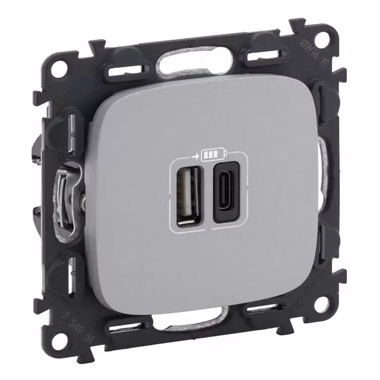 Legrand Valena Allure 2XUSB A+C a 2 moduli 3 A Colore: alluminio 754967