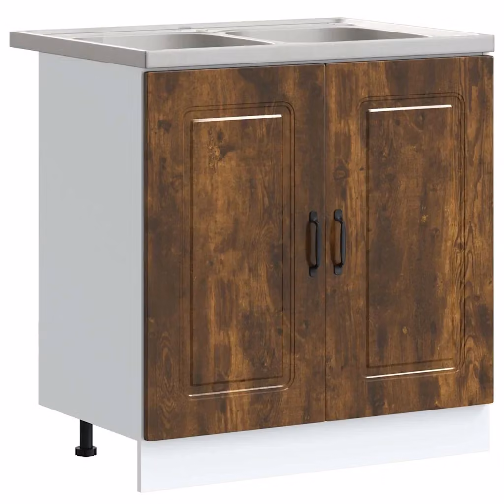 Mobile base da cucina moderno vidaXL in legno marrone con ante a battente L 80 x P 46 x H 81,5 cm