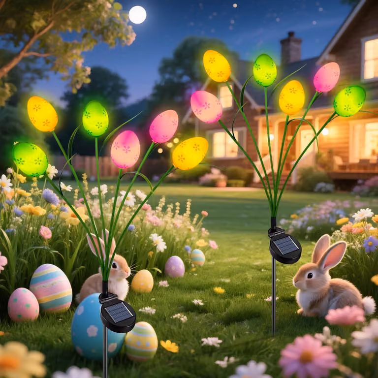 Lampade da giardino a energia solare a forma di uova, confezione da 2, multicolore, impermeabili