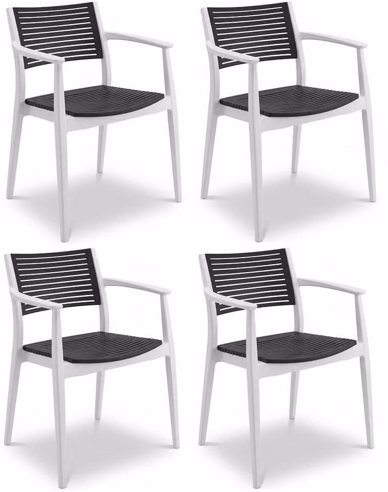 Sedia in plastica, design moderno, seduta e schienale traforati, ampia gamma di colori