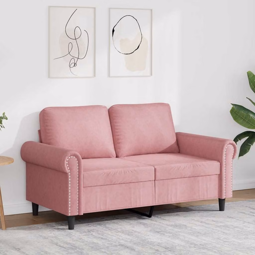 vidaXL Divano a 2 Posti Moderno in Velluto Rosa con Struttura in Metallo