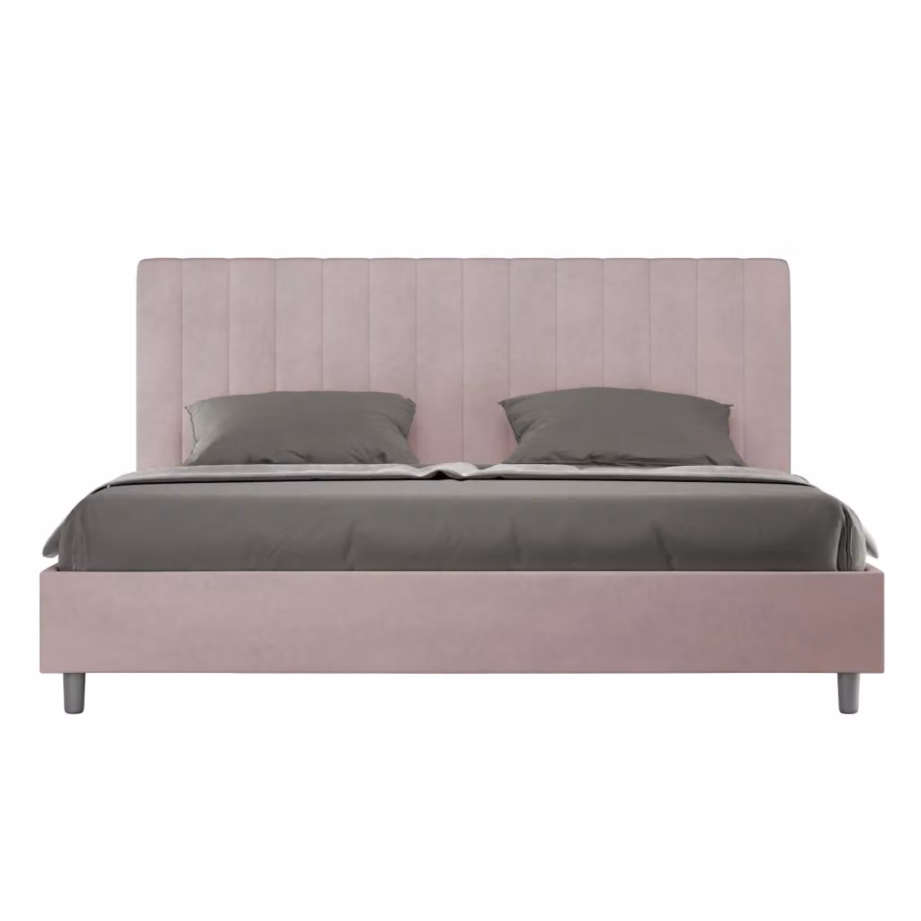 Letto matrimoniale king size Agueda ityhome con rete imbottita in microfibra colore glicine L: 180 cm x P: 200 cm – 2