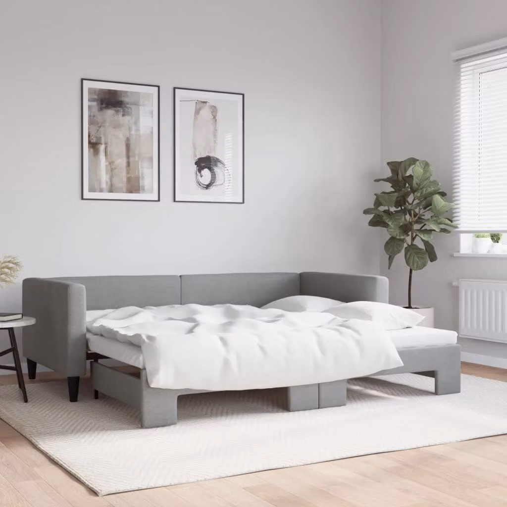 Maison Exclusive - Divano letto estraibile grigio chiaro 90x200 cm in tessuto