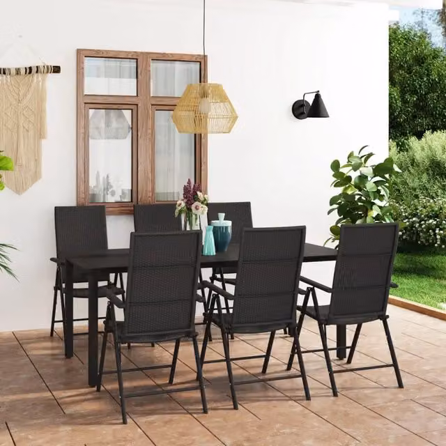 Set da Pranzo da Giardino 7 pz Nero 3060050