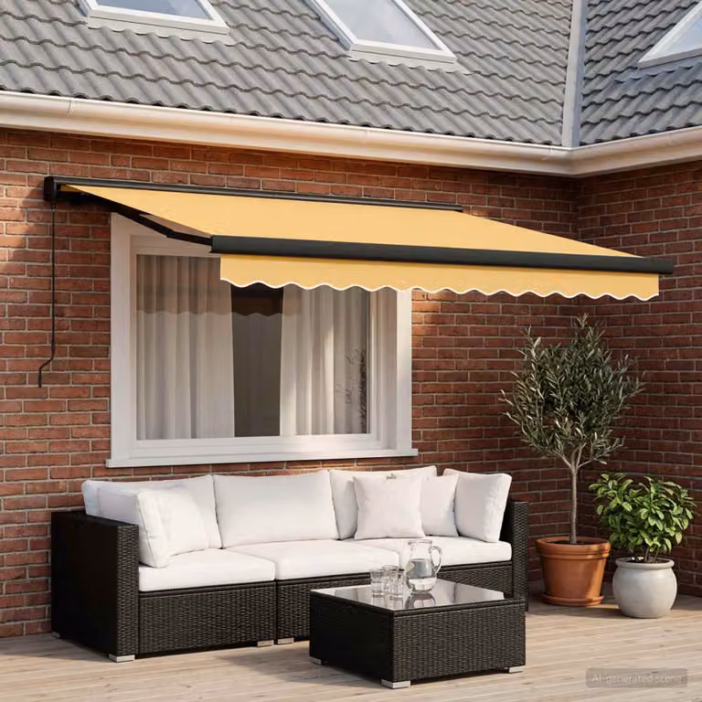 vidaXL Tenda retrattile manuale in alluminio e poliestere, colore sabbia, L 350 x P 250 cm