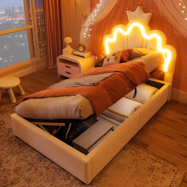 letto imbottito pu bianco 90 x 200 cm