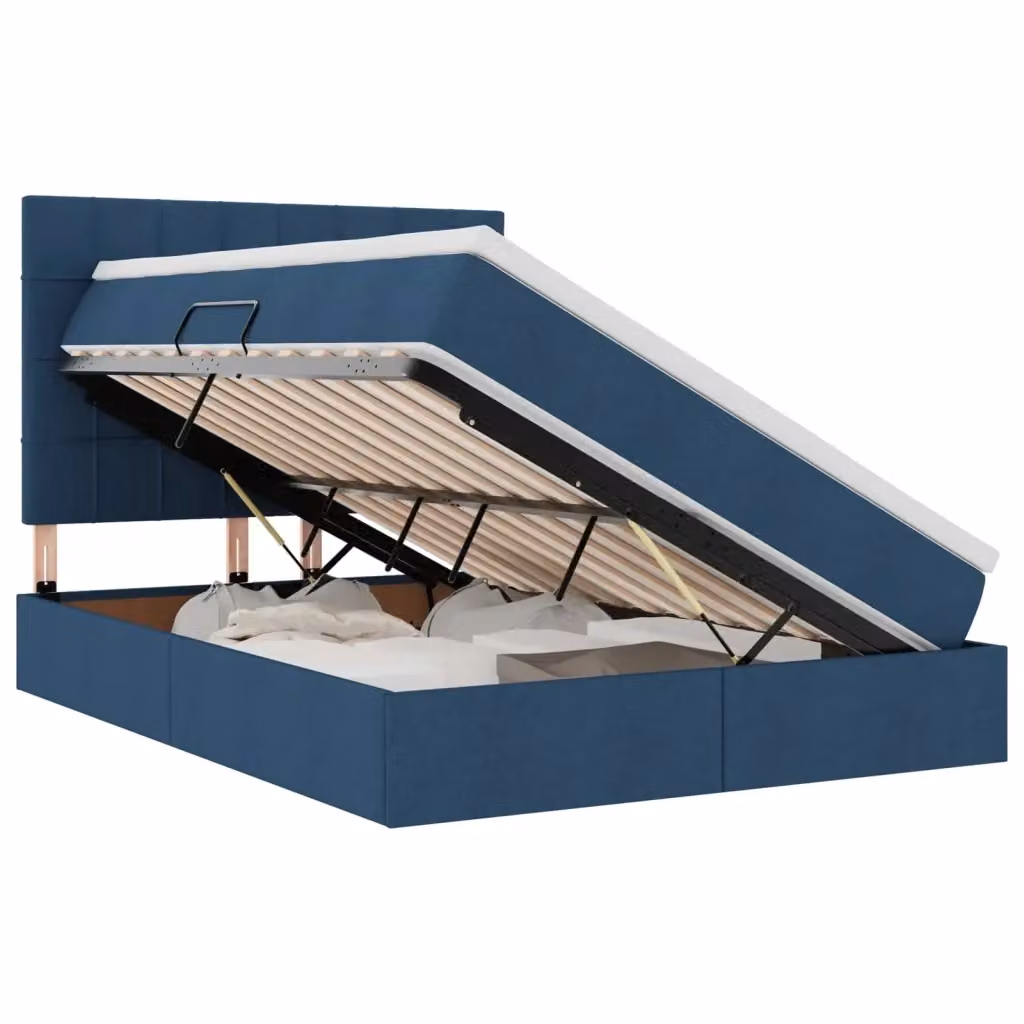 Letto con contenitore e materasso vidaXL in tessuto blu L 140 cm x P 190 cm – 2