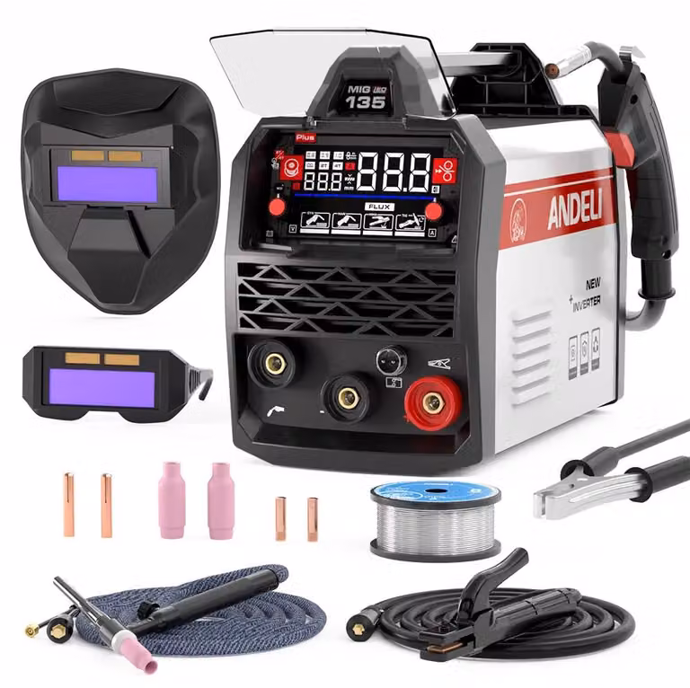 Saldatrice - MIG-135PLUS - 3-in-1 (MIG/TIG con sollevamento/Elettrodo) - Senza gas - Sinergica - Inverter - 4,1 kg