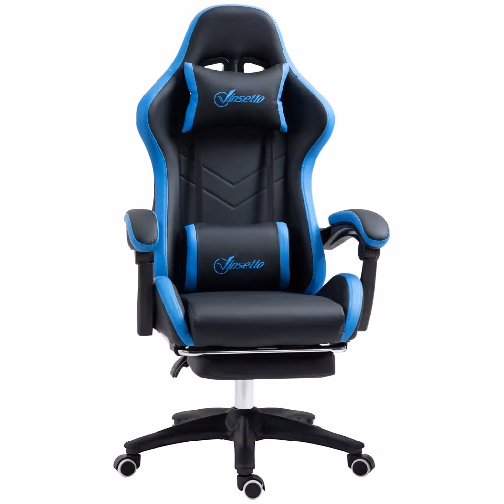 Sedia da ufficio gaming nera in ecopelle con poggiatesta e braccioli per adulti – 2