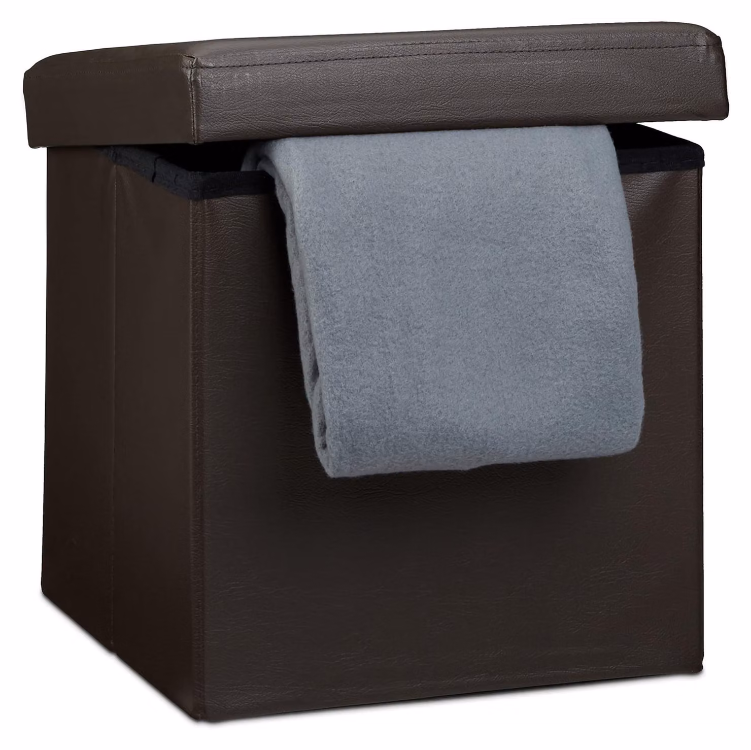 Pouf cubico in ecopelle, dimensioni 38x38x38 cm, con capacità di carico fino a 300 kg