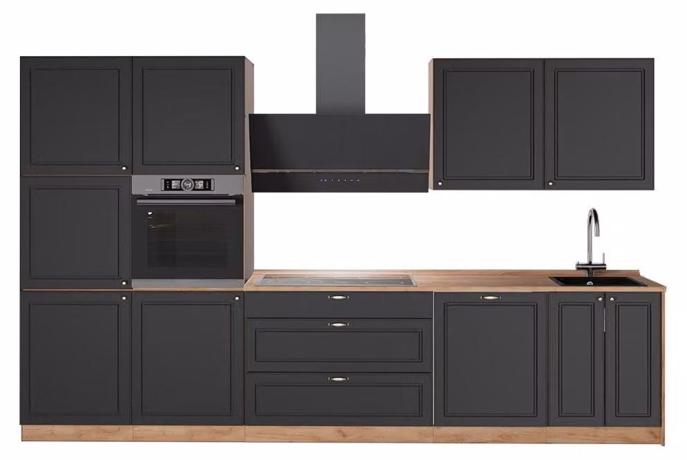 Cucina componibile Vicco Fame-Line Oro-antracite rustico/Rovere dorato 340 cm, PL Rovere, Model 64585
