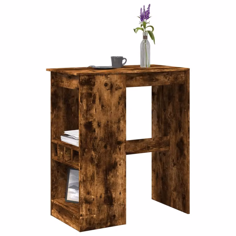 vidaXL Tavolo Bar con Rastrelliera in Rovere Marrone L: 90 cm, P: 47,5 cm, H: 103,5 cm