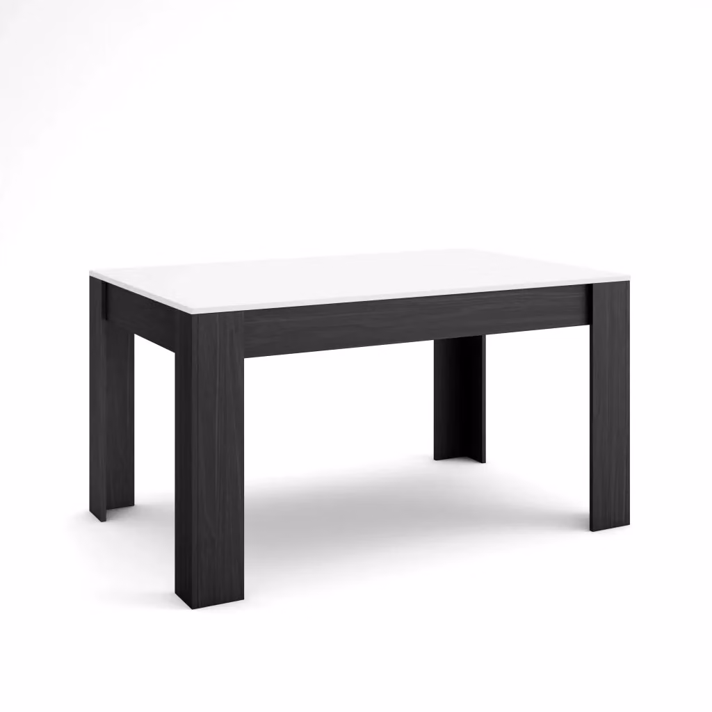 Tavolo da pranzo moderno SKRAUT HOME rettangolare per 6 persone, Bianco e Nero, L: 140 cm, P: 90 cm, H: 76 cm – 2