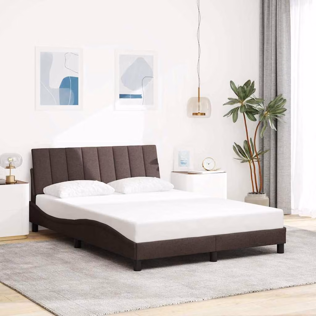 vidaXL Giroletto Hanko Marrone Scuro con Illuminazione Sotto il Letto e Porta USB L/P/H: 200 x 140 x 74,5 cm
