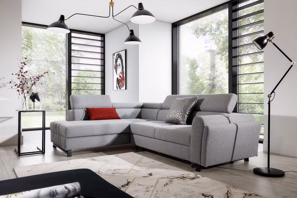 Wohnlandschaft Ecksofa L-Form Sessel Set Garnitur Modern Sofa Textil Sitz Ecke