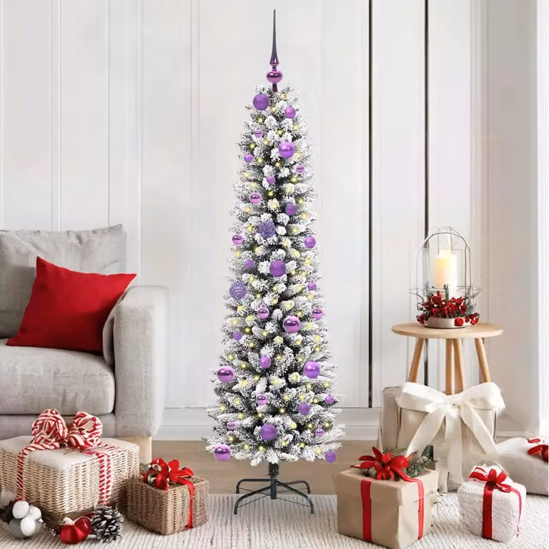 Albero di Natale artificiale moderno vidaXL con LED, Bianco e Verde, Altezza: 150 cm