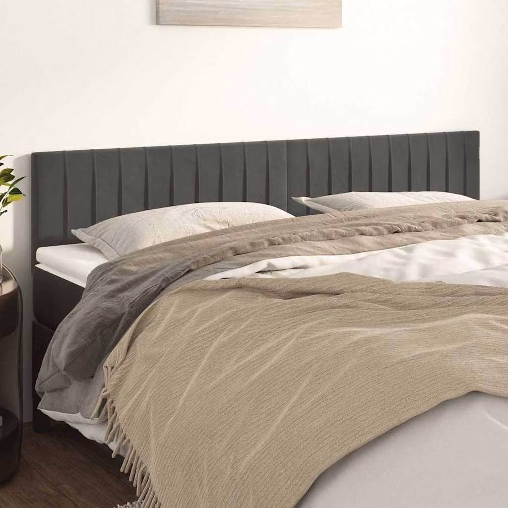 Testiera per letto vidaXL in velluto grigio scuro, L: 180 cm, P: 5 cm, H: 78-88 cm