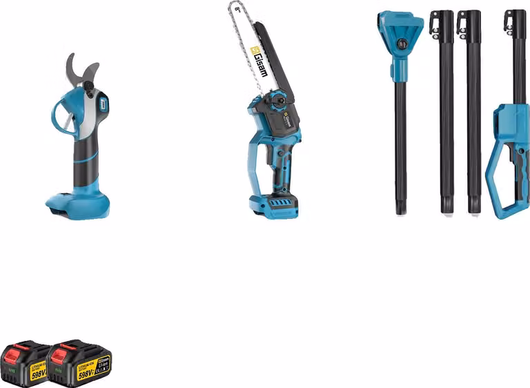 Troncatrice a catena elettrica, multifunzione (4 in 1), motore brushless, 2 batterie