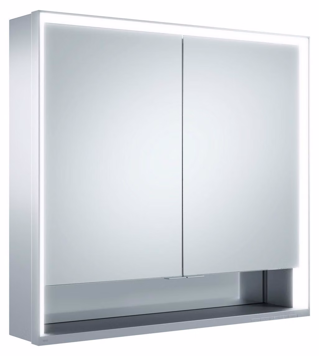 KEUCO Royal Lumos armoire de toilette murale 2 portes, porte courte, étagère ouverte, 700mm, 14307171301, 14307171301