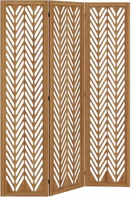 Paravento separatore ambienti pieghevole XYLO in legno marrone con 3 pannelli, L: 120 cm, H: 170 cm