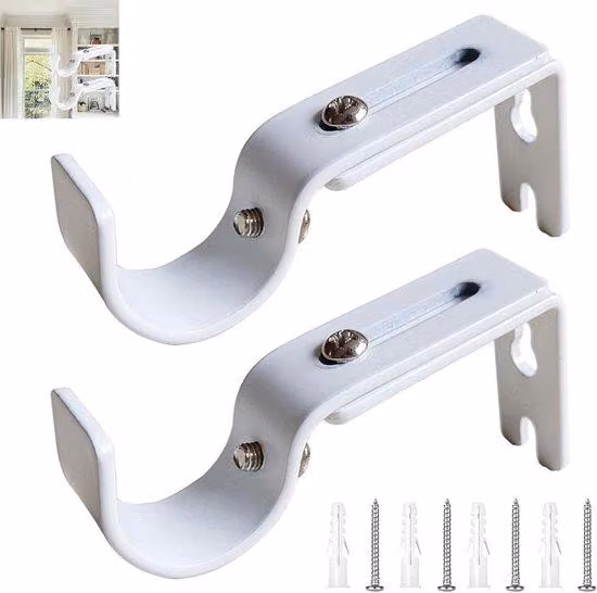 Supporti da parete in metallo, 2 pezzi - Fissaggio regolabile per asta per tende - Casa e ufficio - Accessori per aste per tende