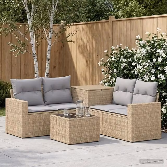 Set di divani 6 pz Beige e Grigio Chiaro 55 x 55 x 37 cm 3447413