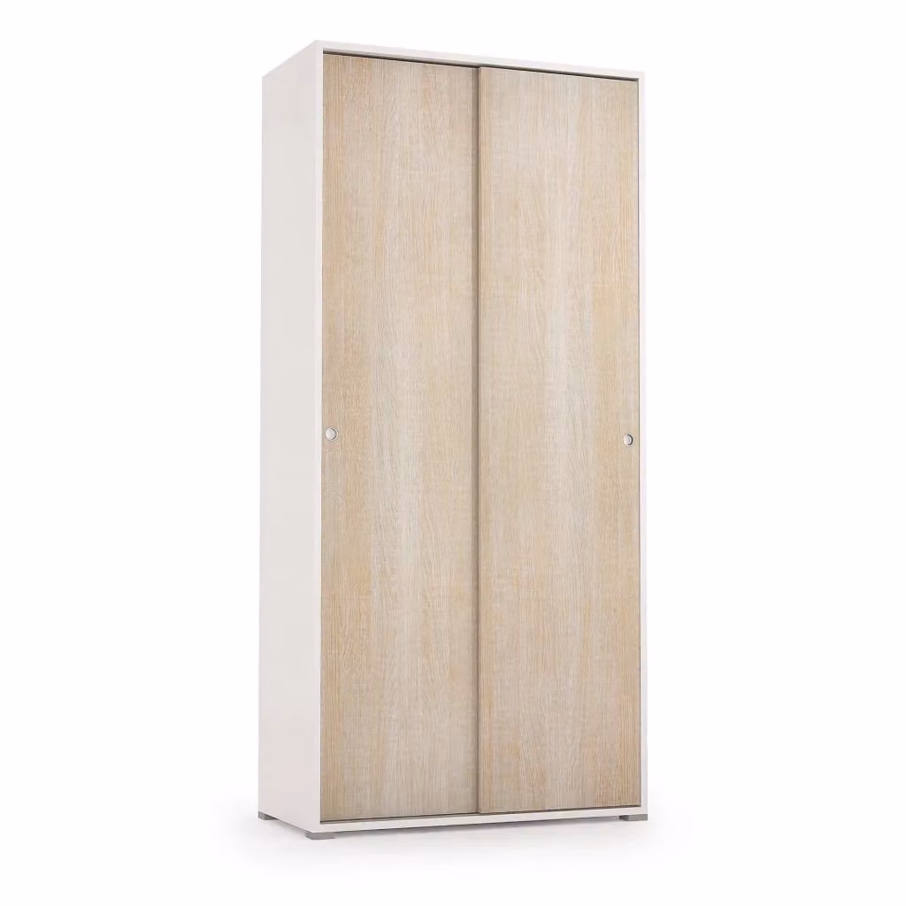 Armadio DMORA per camera da letto con ante scorrevoli e ripiani interni, Rovere, L: 90 cm, P: 45 cm, H: 195 cm – 2