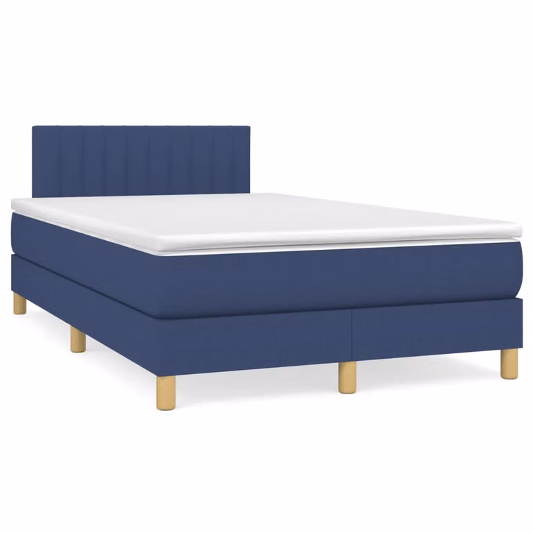 vidaXL Giroletto a Molle con Materasso Ibrido in Tessuto Blu e Bianco L/P/H: 120 x 200 x 88 cm
