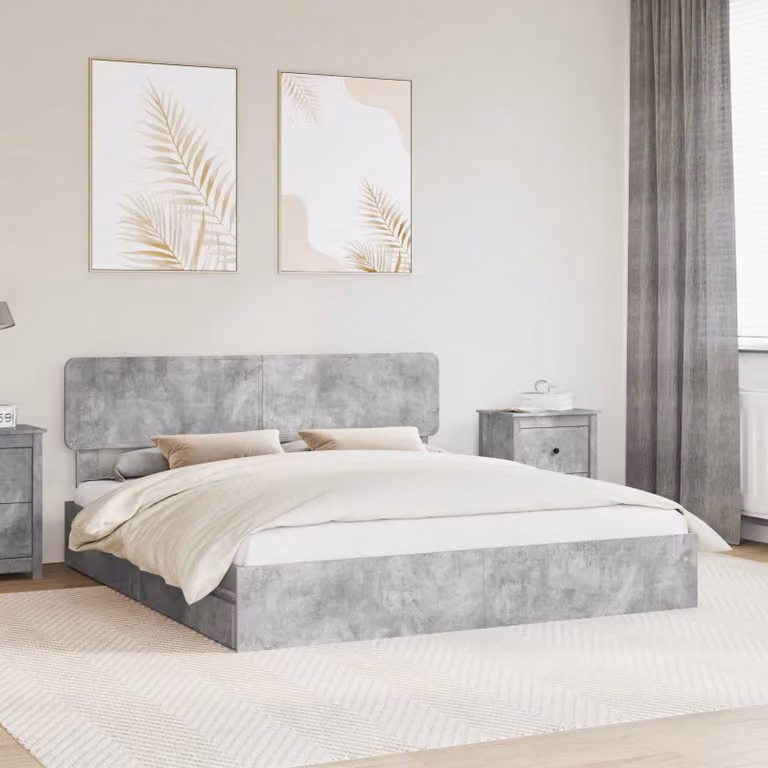 Letto con contenitore e cassetto vidaXL in grigio cemento L/P: 180 x 200 cm