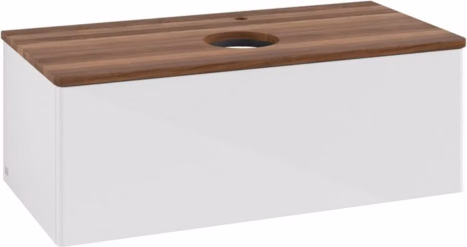 V&B Mobiletto senza struttura frontale, con illuminazione Antao 100x36x50cm, HL, WBP w. wal, glo wh. Lac