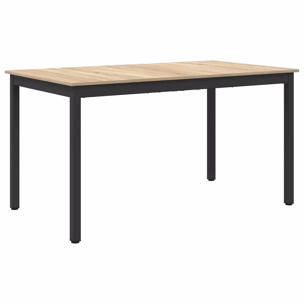 Tavolo da pranzo rettangolare moderno vidaXL in legno ingegnerizzato e metallo, L 140 x P 80 x H 75 cm, marrone e nero – 2