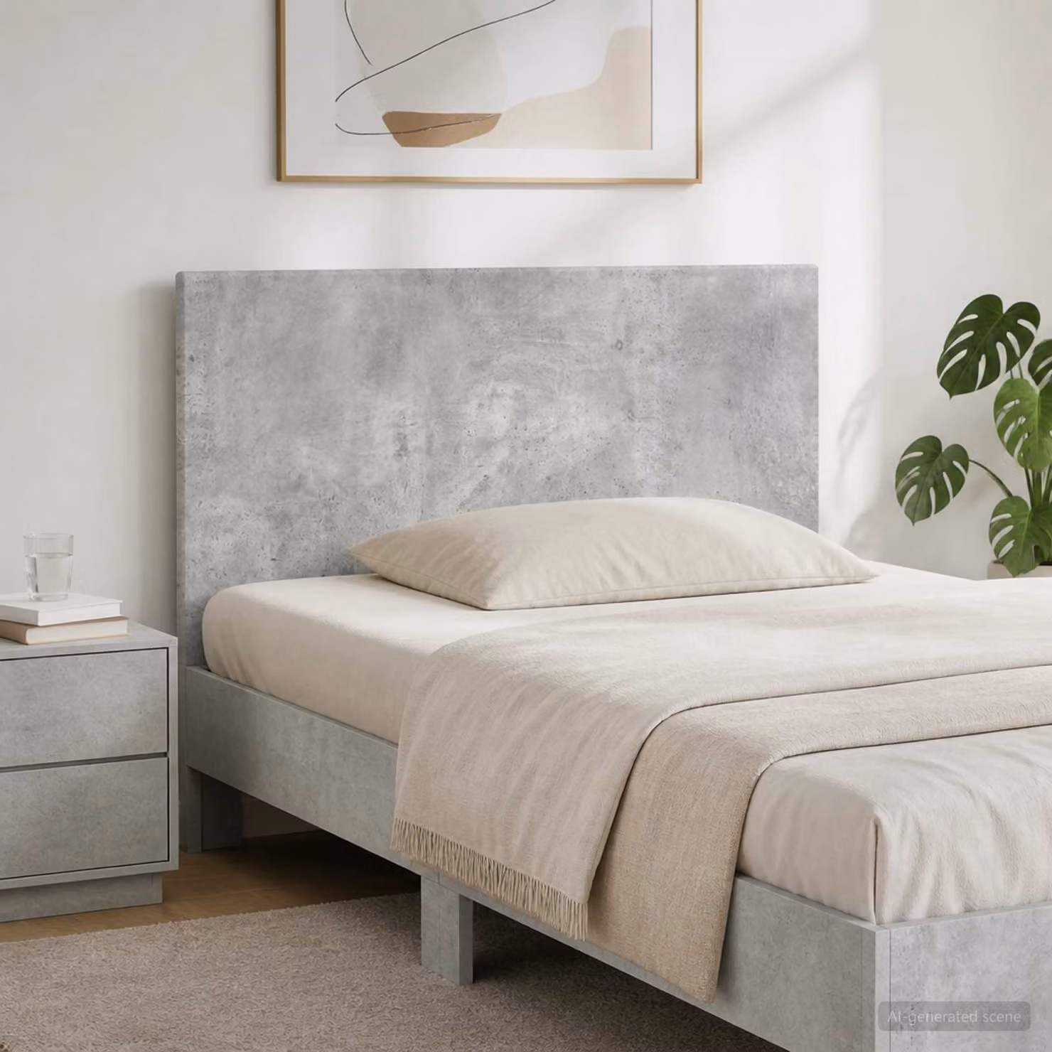 Testiera da muro vidaXL BREDA in legno ingegnerizzato, Grigio Cemento, L: 100 cm, H: 50 cm, P: 9,1 cm
